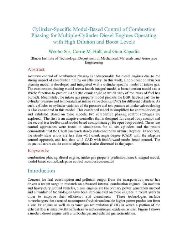 (PDF) Cylinder-specific model-based control of combustion phasing for ...
