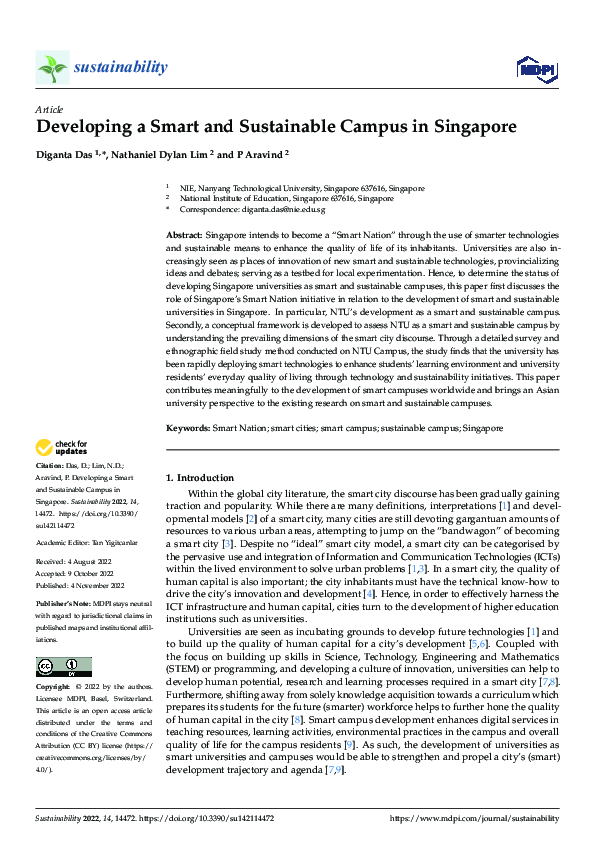 (PDF) Developing a Smart and Sustainable Campus in Singapore