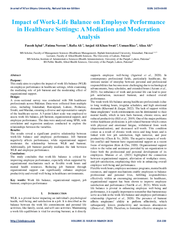 (PDF) Impact of Work-Life Balance on Employee Performance in Healthcare ...