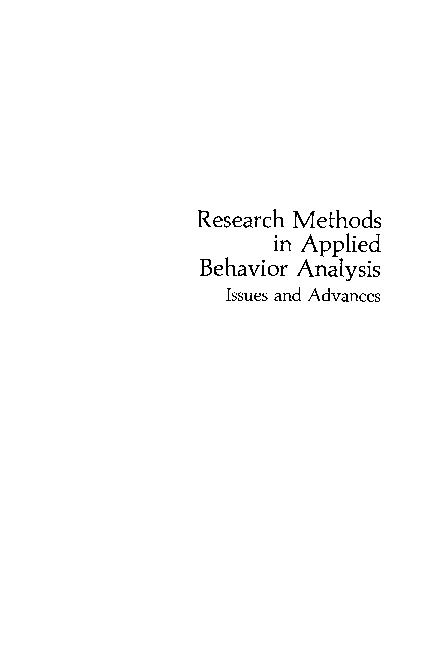 (PDF) Research Methods in Applied Behavior Analysis