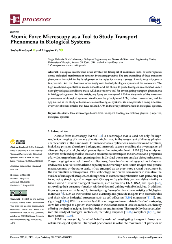 (PDF) Atomic Force Microscopy as a Tool to Study Transport Phenomena in ...