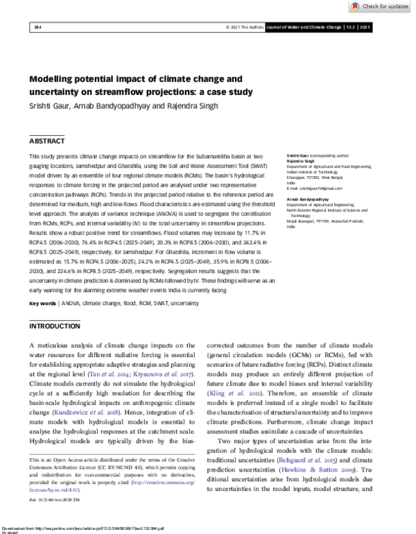 (PDF) Modelling potential impact of climate change and uncertainty on ...