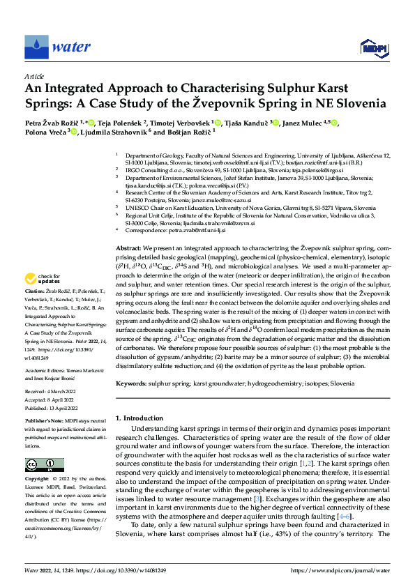 (PDF) An Integrated Approach to Characterising Sulphur Karst Springs: A ...