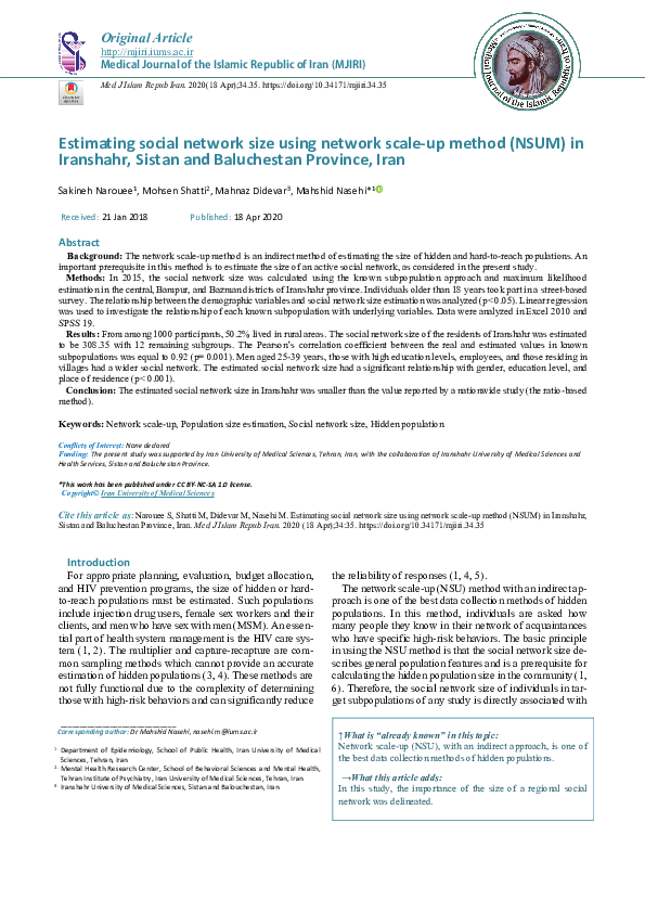 (PDF) Estimating social network size using network scale-up method ...