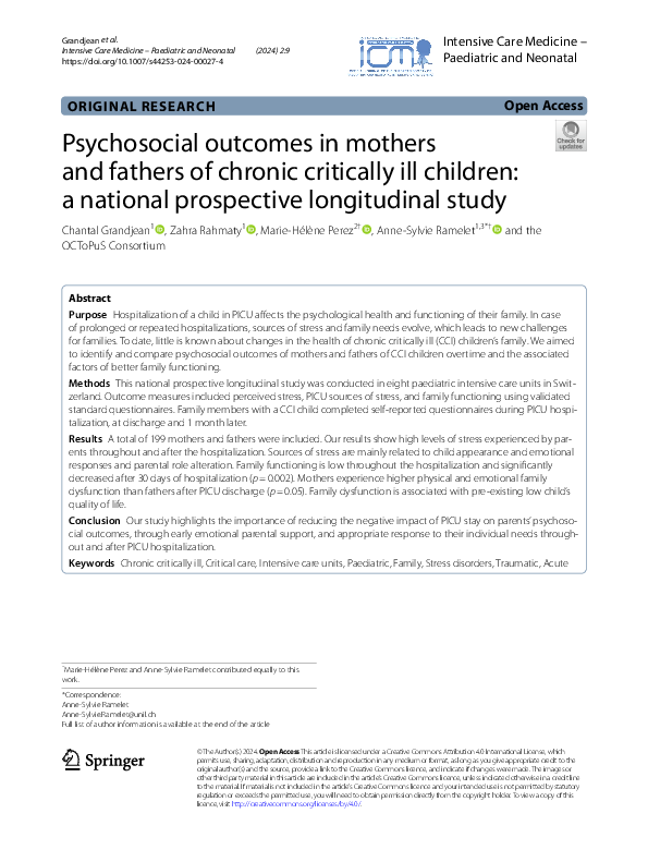 (PDF) Psychosocial outcomes in mothers and fathers of chronic ...
