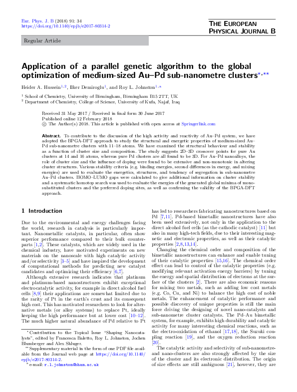 (PDF) Application of a parallel genetic algorithm to the global ...
