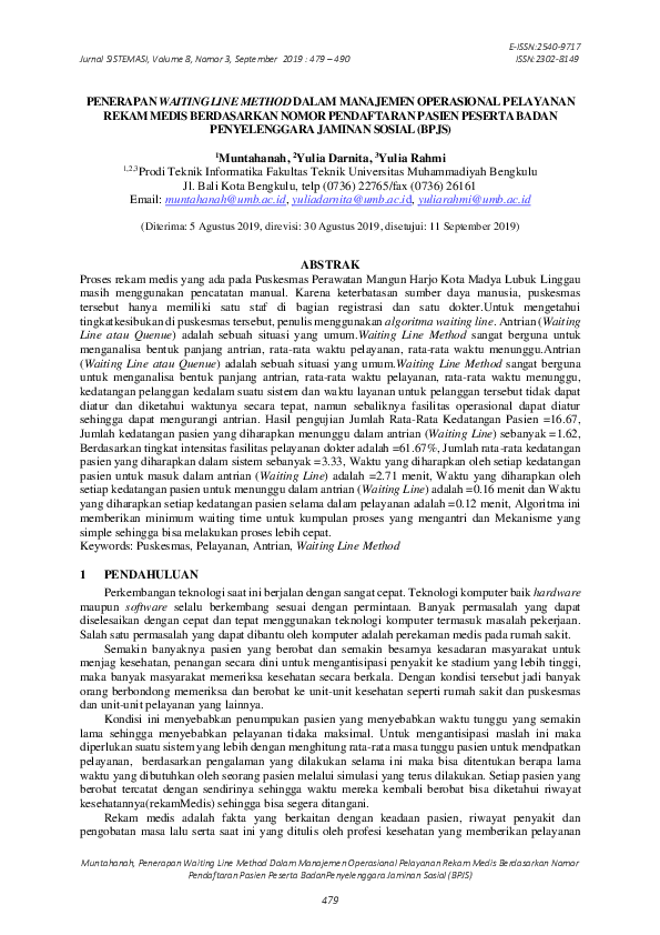 (PDF) Penerapan Waiting Line Method Dalam Manajemen Operasional ...