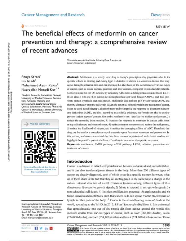 (PDF) The beneficial effects of metformin on cancer prevention and ...