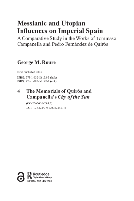 (PDF) Chapter 4: The Memorials of Quirós and Campanella's City of the Sun