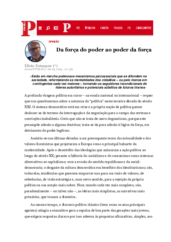 (PDF) Da força do poder ao poder da força