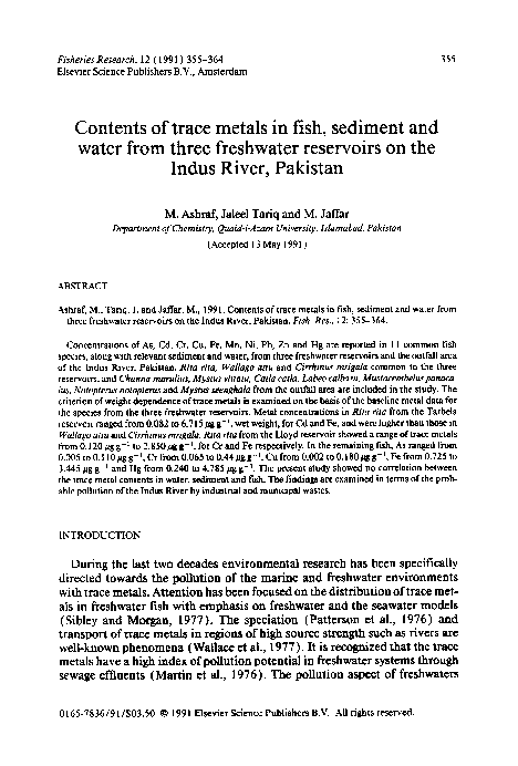 (PDF) Contents of trace metals in fish, sediment and water from three ...