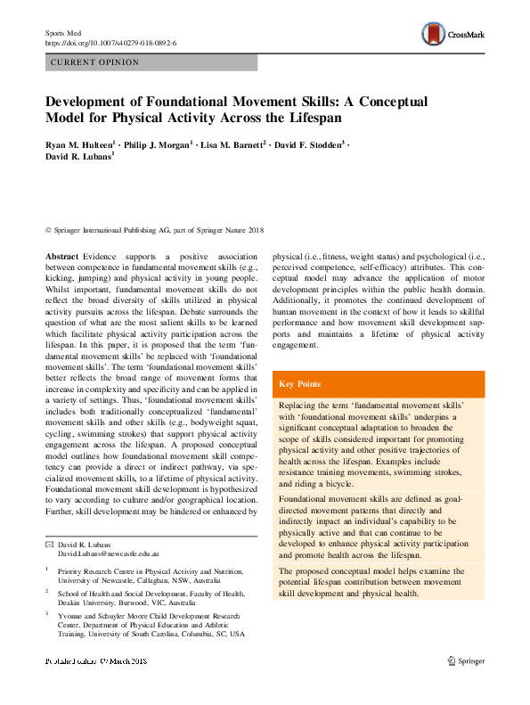 (PDF) Development of Foundational Movement Skills: A Conceptual Model ...
