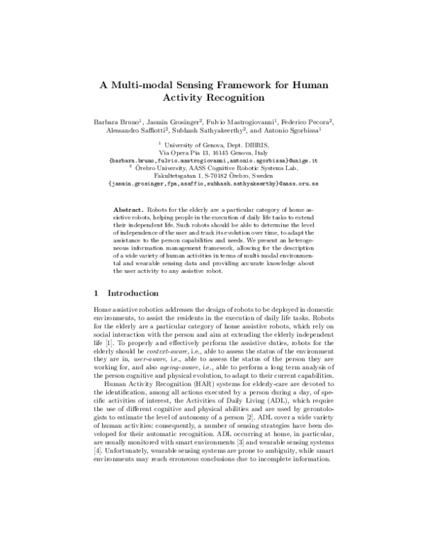 (PDF) A Multi-modal Sensing Framework for Human Activity Recognition