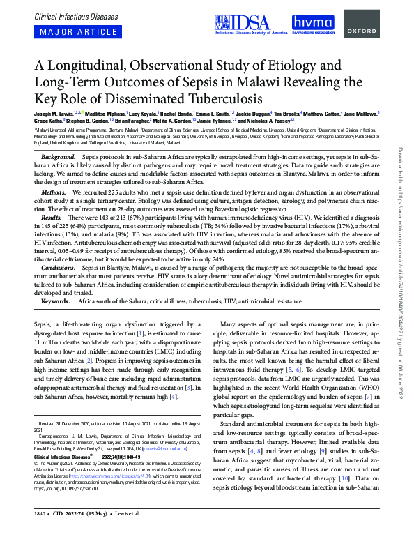 (PDF) A Longitudinal, Observational Study of Etiology and Long-Term ...