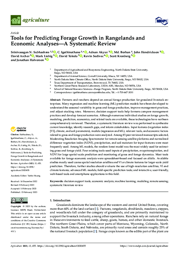 (PDF) Tools for Predicting Forage Growth in Rangelands and Economic ...