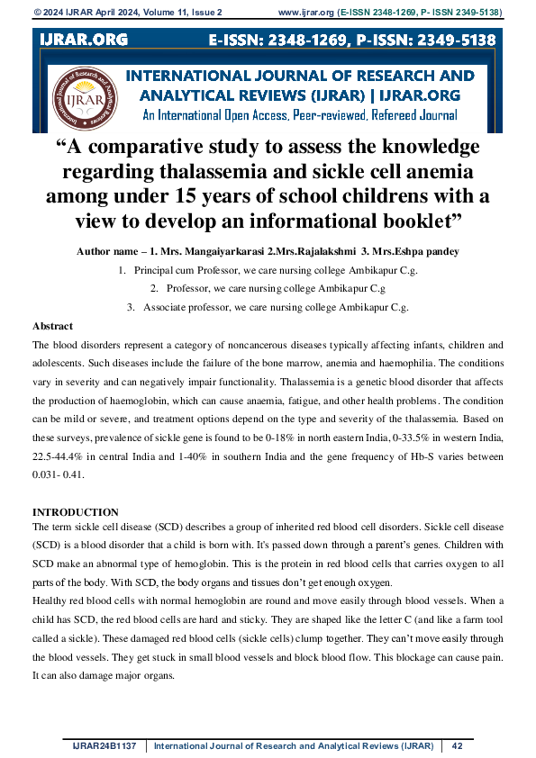 (PDF) "A comparative study to assess the knowledge regarding ...