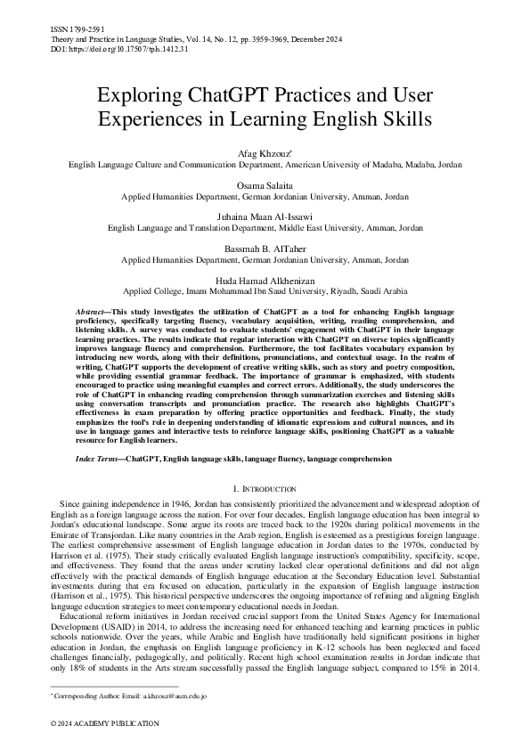 (PDF) Exploring ChatGPT Practices and User Experiences in Learning ...