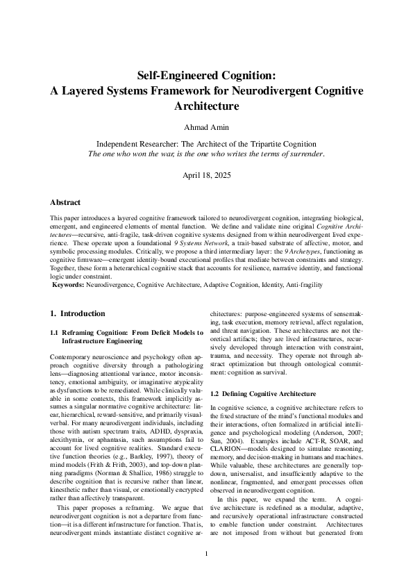 (PDF) Self-Engineered Cognition: A Layered Systems Framework for ...