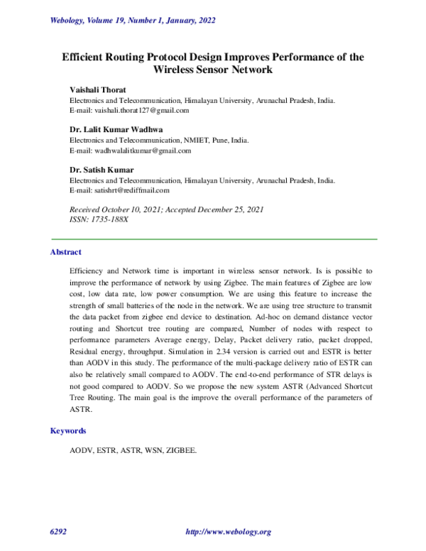 (PDF) Efficient Routing Protocol Design Improves Performance of the ...