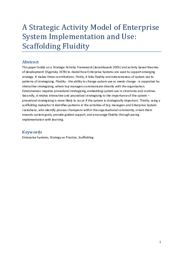 (PDF) A strategic activity model of Enterprise System implementation ...