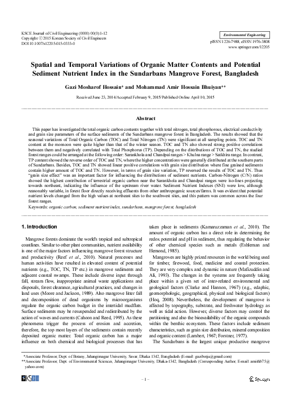 (PDF) Spatial and temporal variations of organic matter contents and ...