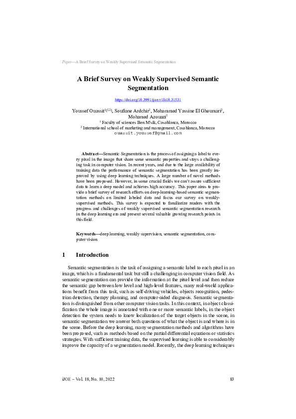 (PDF) A Brief Survey on Weakly Supervised Semantic Segmentation