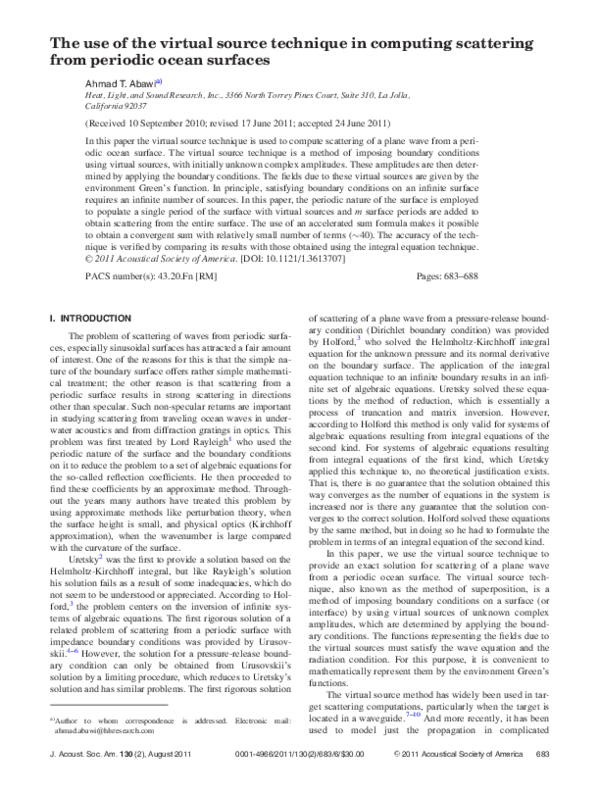 (PDF) The use of the virtual source technique in computing scattering ...