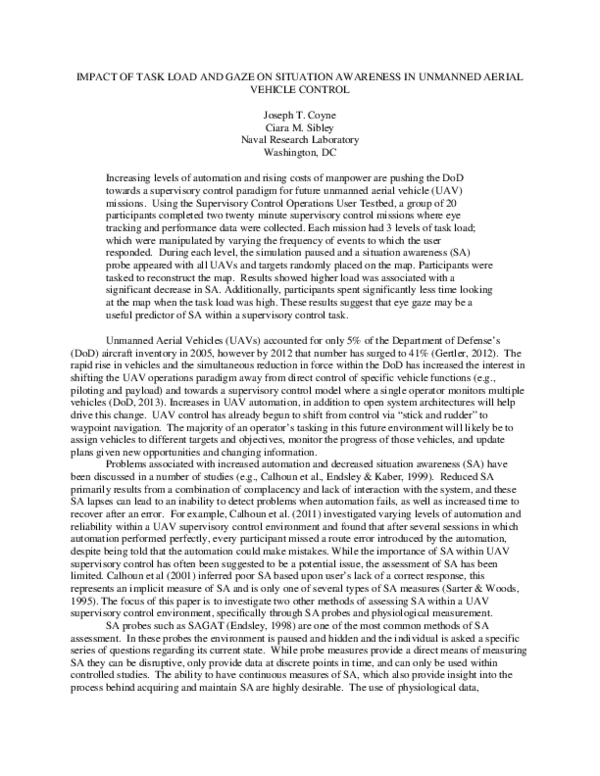 (PDF) Impact of Task Load and Gaze on Situation Awareness in Unmanned ...