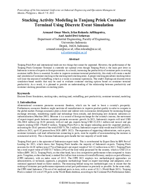 (PDF) Stacking Activity Modeling in Tanjung Priok Container Terminal ...