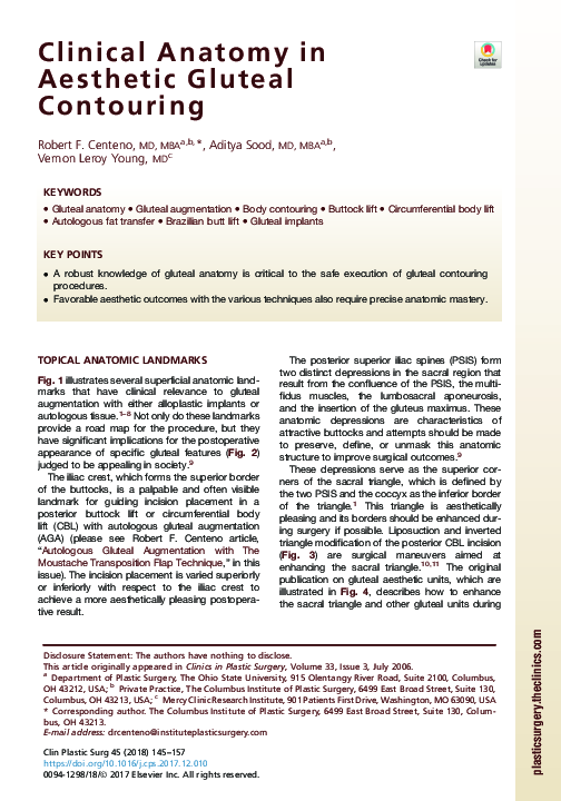 (PDF) Clinical Anatomy in Aesthetic Gluteal Contouring