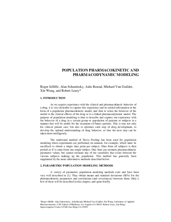 (PDF) Population Pharmacokinetic and Pharmacodynamic Modeling