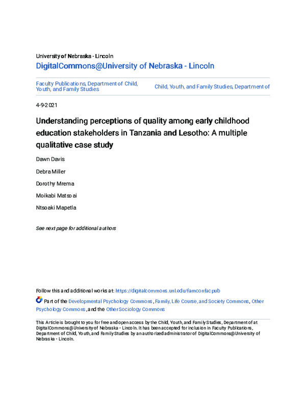 (PDF) Understanding perceptions of quality among early childhood ...