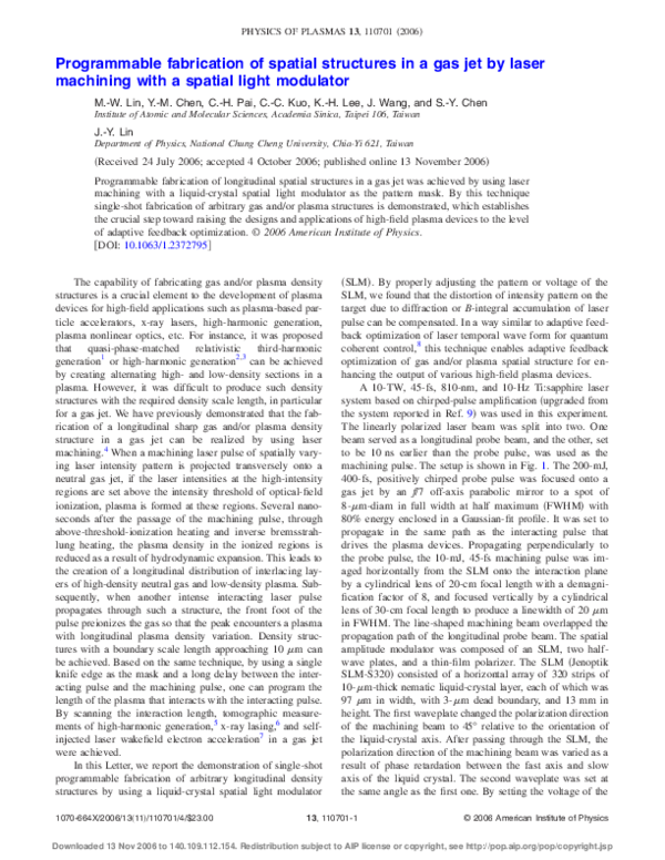 (PDF) Programmable fabrication of spatial structures in a gas jet by ...