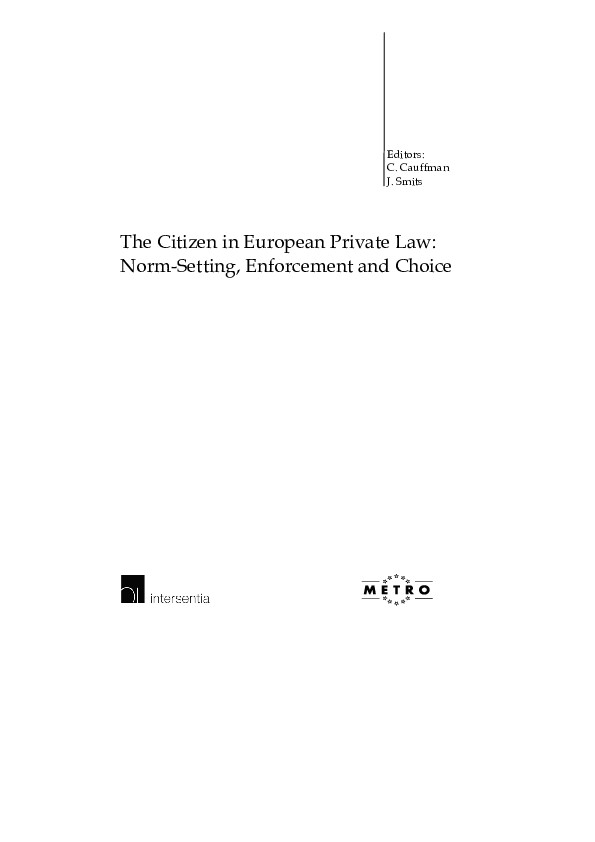 (PDF) The citizen in European private law: Norm-setting, enforcement ...