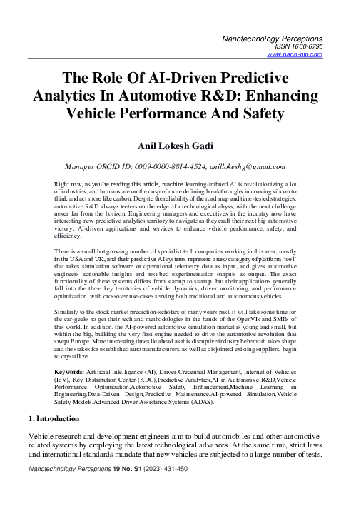 (PDF) The Role Of AI-Driven Predictive Analytics In Automotive R&D ...