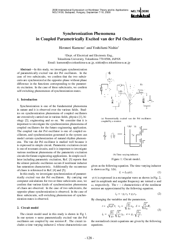 (PDF) Synchronization Phenomena in Coupled Parametrically Excited van ...