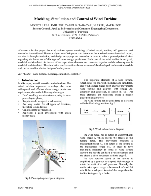 (PDF) Modeling, simulation and control of wind turbine