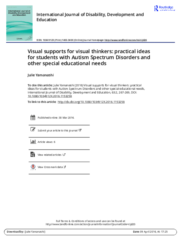 (PDF) Visual supports for visual thinkers: practical ideas for students ...