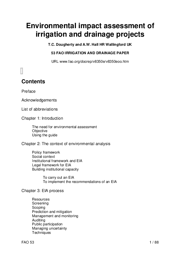 (PDF) Environmental impact assessment of irrigation and drainage projects