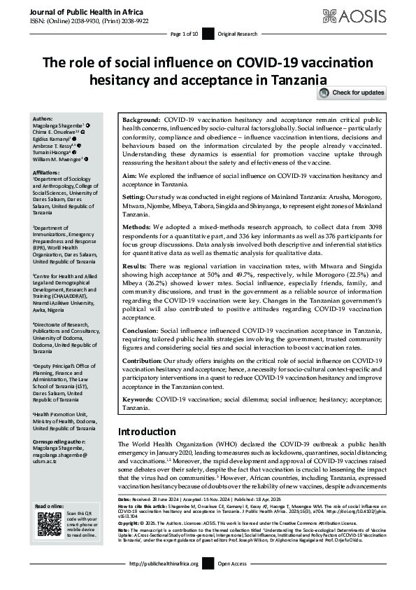 (PDF) Journal of Public Health in Africa