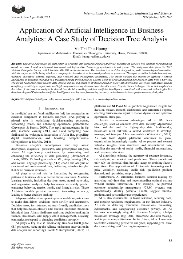 (PDF) Application of Artificial Intelligence in Business Analytics: A ...