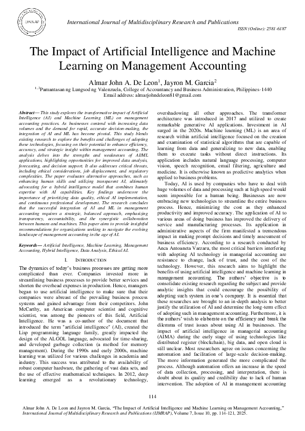 (PDF) The Impact of Artificial Intelligence and Machine Learning on ...