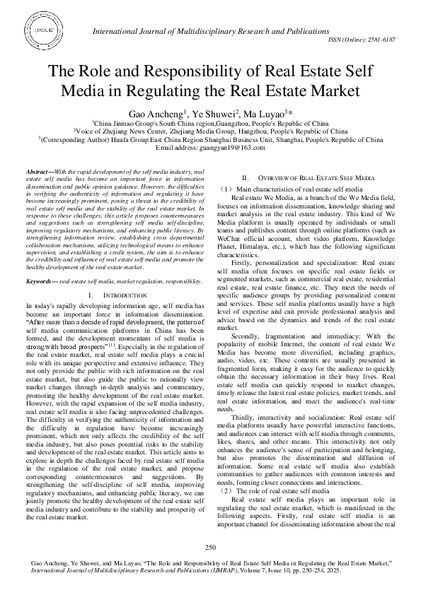(PDF) The Role and Responsibility of Real Estate Self Media in ...
