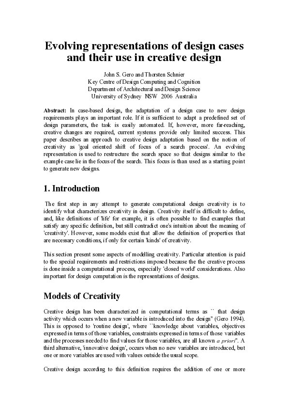 (PDF) Evolving representations of design cases and their use in ...