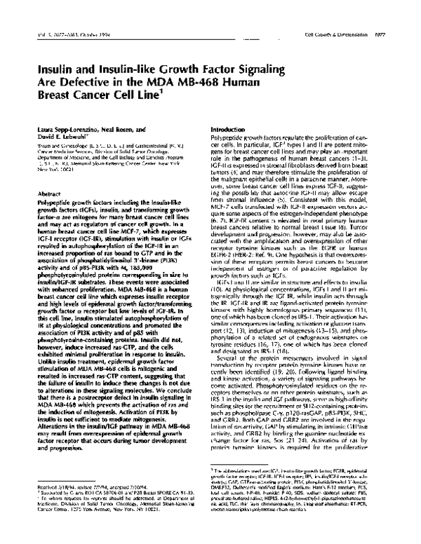 (PDF) Insulin and insulin-like growth factor signaling are defective in ...