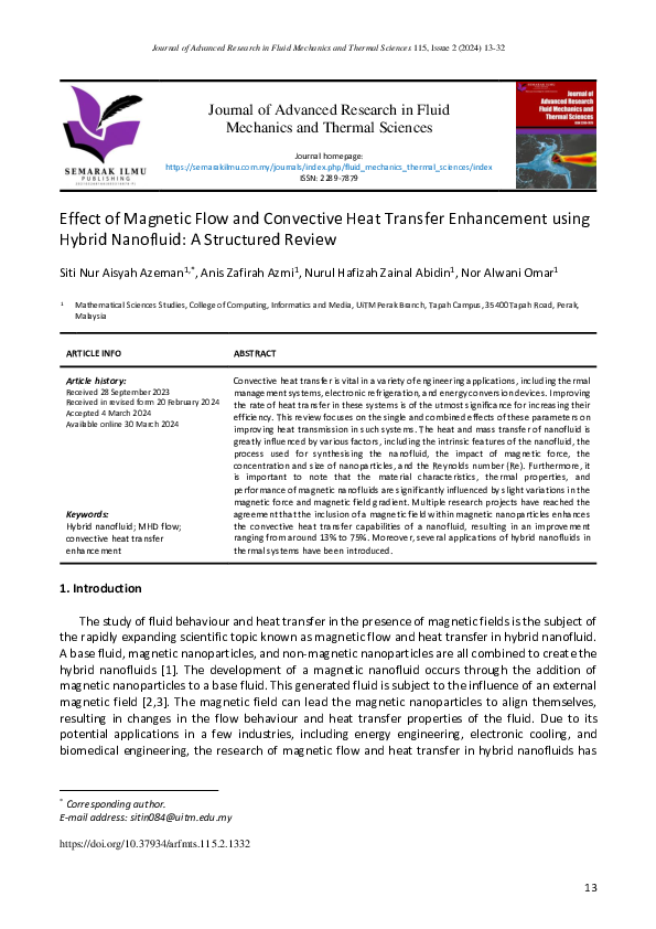 (PDF) Effect of Magnetic Flow and Convective Heat Transfer Enhancement ...