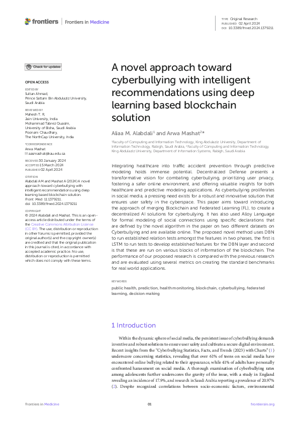 (PDF) A novel approach toward cyberbullying with intelligent ...