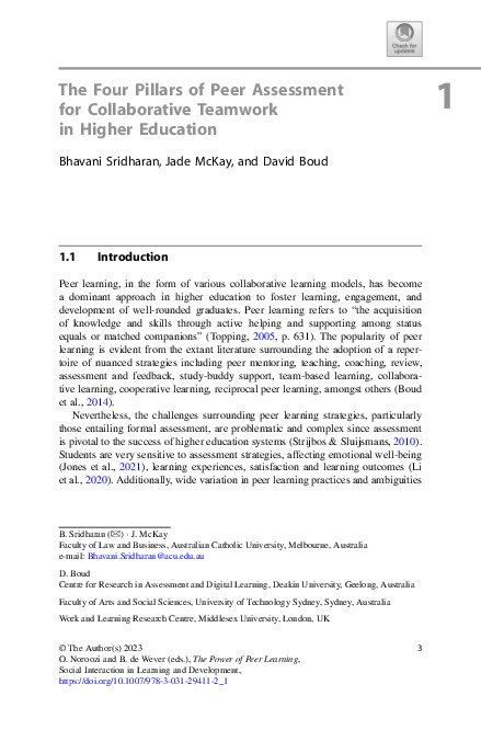 (PDF) The Four Pillars of Peer Assessment for Collaborative Teamwork in ...