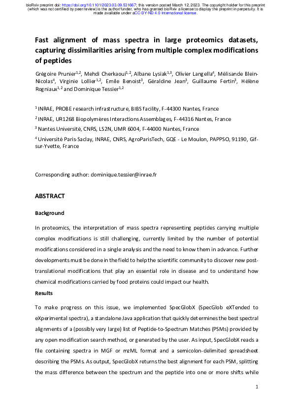 (PDF) Fast alignment of mass spectra in large proteomics datasets ...