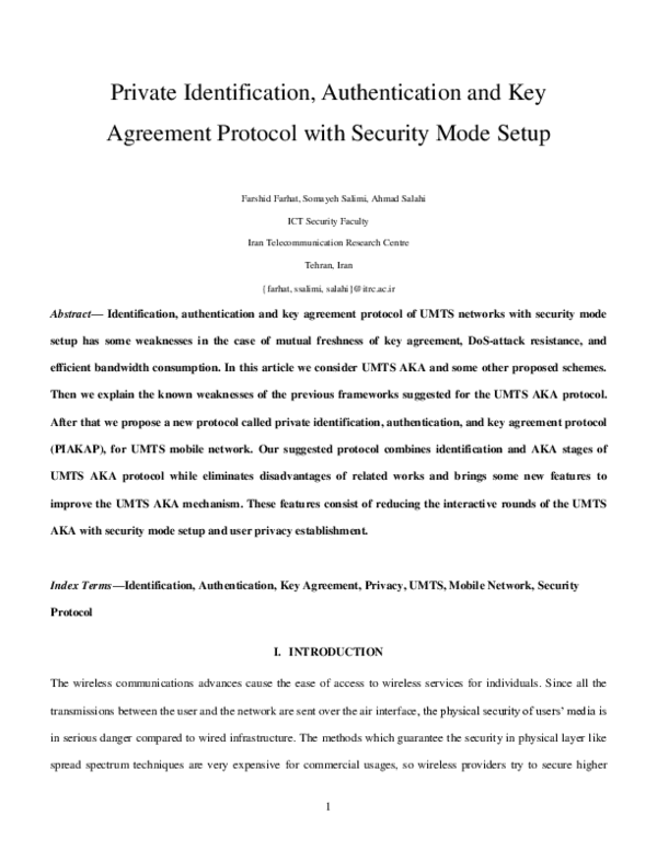 (PDF) Private Identification, Authentication and Key Agreement Protocol ...